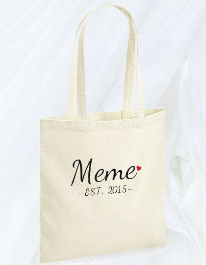 Geborduurde Totebag "Meme est."